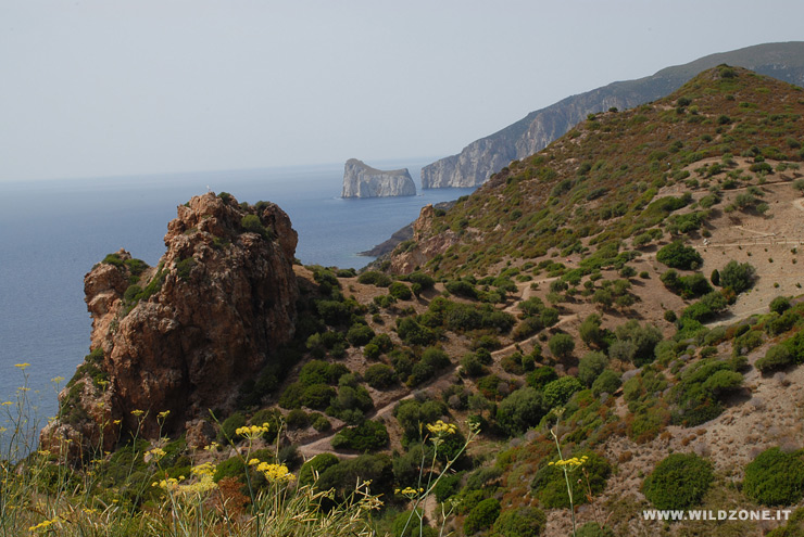 Landscape at Porto Corallo in Nebida and the coast of